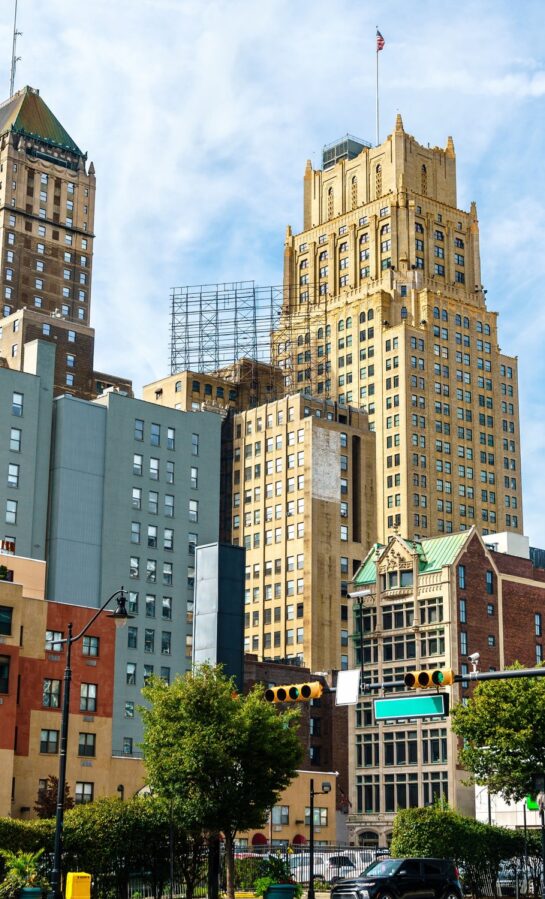 Photo of downtown Newark on a sunny day.
